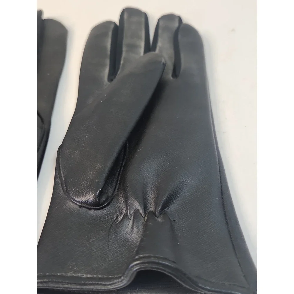 Vtg 1960s Black Vinyl Gloves Floral Embroidered Mod Japan Sz M 7.5-8.5 Pls Read